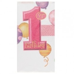 120X180 Santim First Birthday Balloons Pink Masa Örtüsü