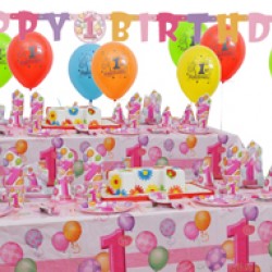 16 Kişilik First Birthday Pink Süper Set