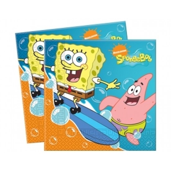 20 Adet 33x33 Cm. Sponge Bob Surfing Kağıt Peçete