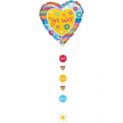 24 İnç Get Well Stripes Ağırlıkı Folyo Balon