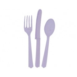 24lü Açık Violet Pastel Çatal - Bıçak - Kaşık Takımı