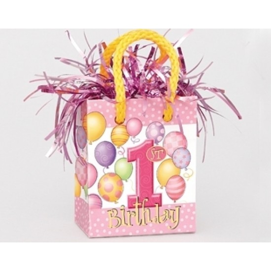 First Birthday Balloons Pink Mini Çanta Balon Ağırlığı