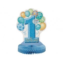 First Birthday Balloons Blue Orta Süsü