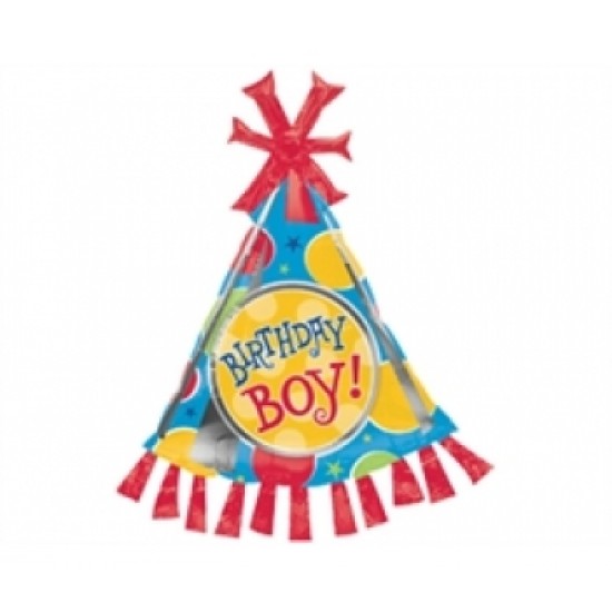 Supershape Birthday Boy Party Hat Folyo Balon