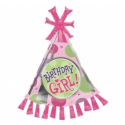 Supershape Birthday Girl Party Hat Folyo Balon