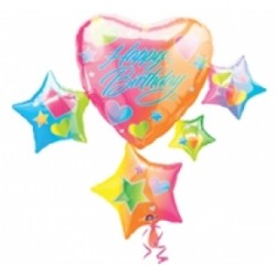 SuperShape Sparkle Hearts Birthday Cluster Folyo Balon