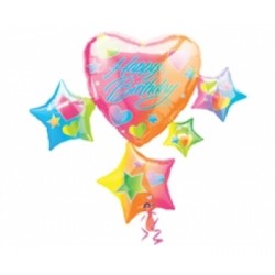 SuperShape Sparkle Hearts Birthday Cluster Folyo Balon